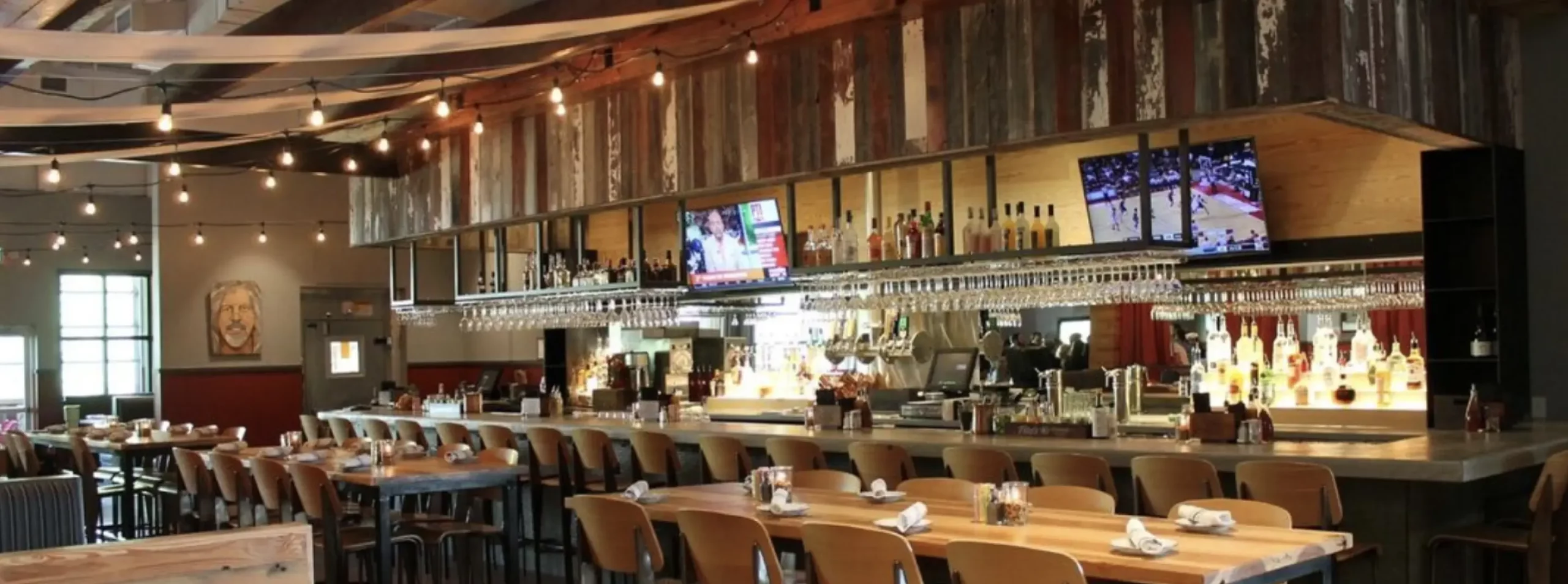 Jack Allen's Kitchen Bar View with Dining Tables and 2 TVs